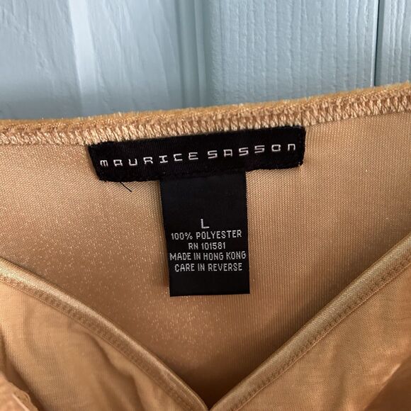 Maurice Sasson Y2K Gold Velvet Lace Tank Top Large Fairycore Whimsigoth V-Neck - Picture 3 of 8